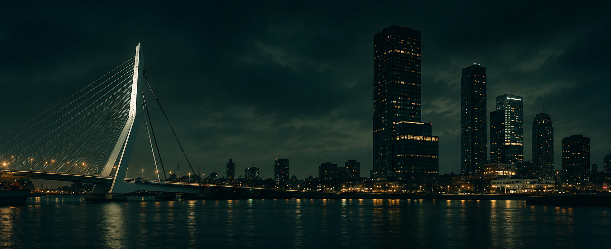 Rotterdam Erasmus Bridge at night